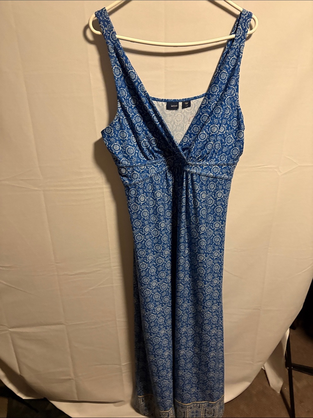 Basic Editions Blue Printed V-Neck Maxi Dress